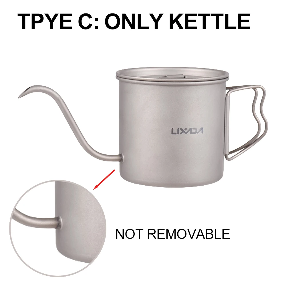 LIXADA 400ml Titanium Pour Over Coffee Kettle Foldable Handle
