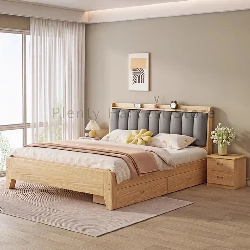Children Nordic Beauty Beds King Size Living Room Double Wood Storage Adults Beds Luxury Cheap Camas Dormitorio Home Furniture