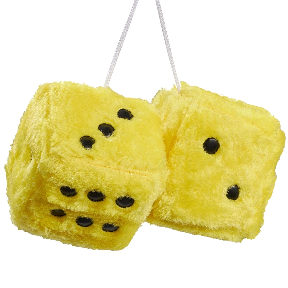 03KB Mirror Hanging Fuzzy Plush Dice with Dots Auto Rearview