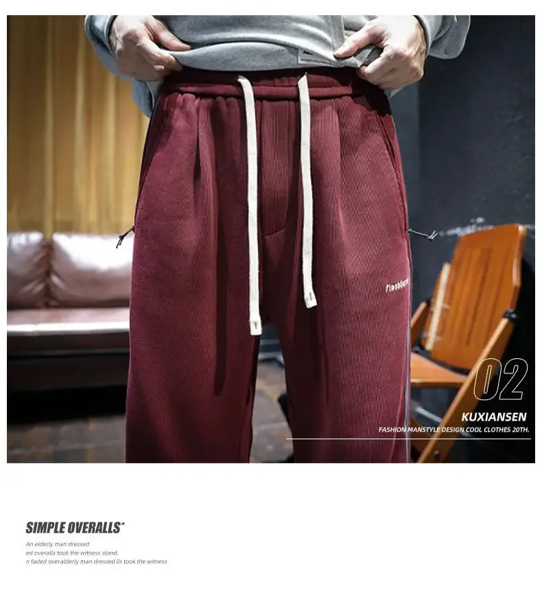 Description Picture 5 of itemWide Leg Pants Men Women Printed Trousers Vintage Red/Black Drawstring Pants Streetwear Casual Spring Autumn Harajuku Streetwear