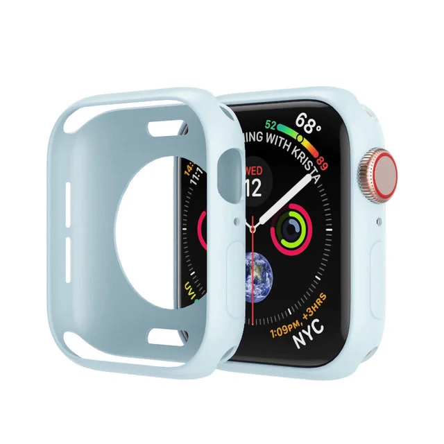 Candy Soft Silicone Case for Apple Watch 3 2 1 42MM 38MM Cover Protection Shell for iWatch 4 5 6 SE 44MM 40MM Watch Bumper black 23 sky blue