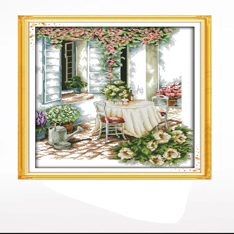 

Summer afternoon landscape cross-stitch living room bedroom hanging painting, 11CT/14CT hand embroidery