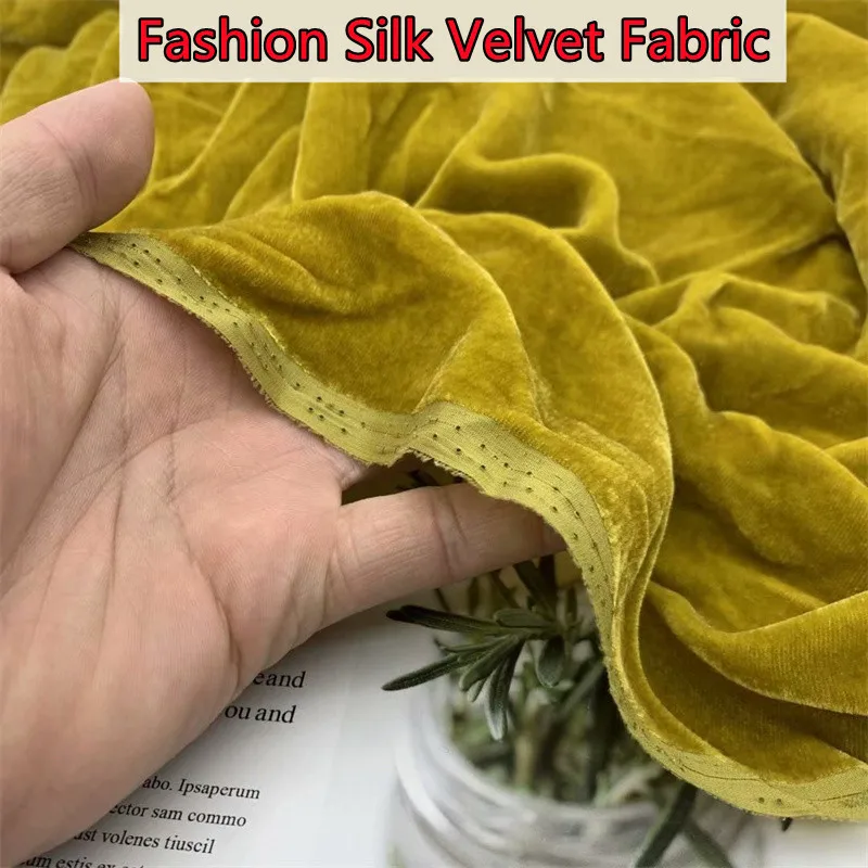High grade Real Velvet Mulberry Silk Fabric Solid Color Velvet Fabric