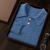 ZOCEPT 100% Goat Cashmere Pullover for Men High Quality Winter Knitted Warm Thickened Sweater Solid POLO Collar Pullover Sweater 2