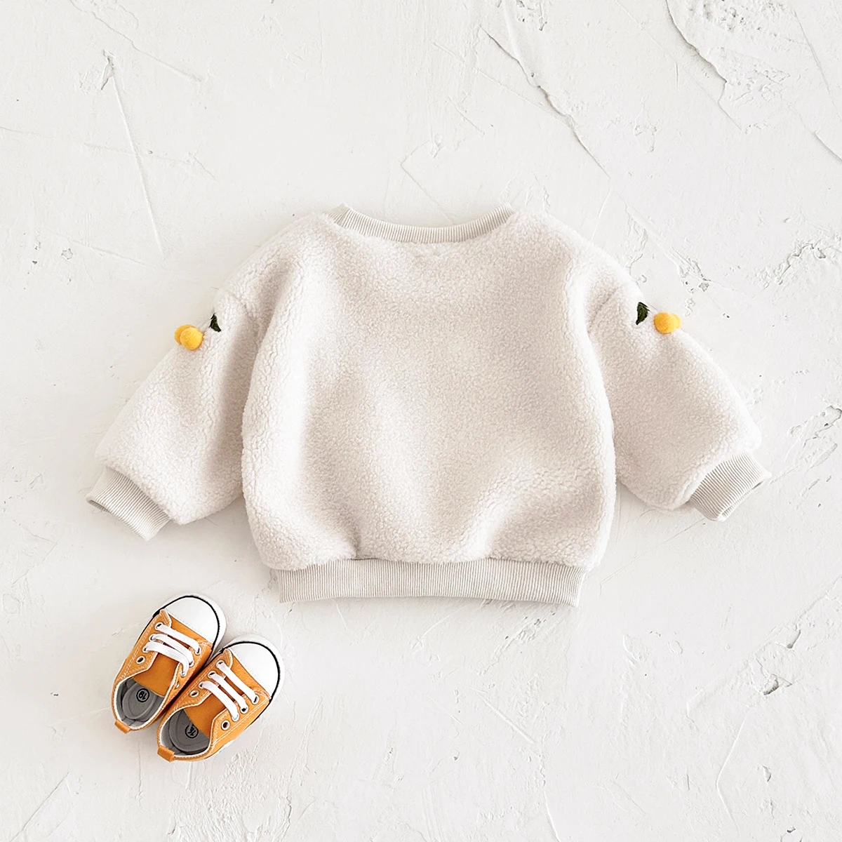 Winter Baby Tops Fashion Baby Girl Clothes KIds Children Thick Lamb Wool Fabric Embroidery Korea Top Infant Autumn Pullover