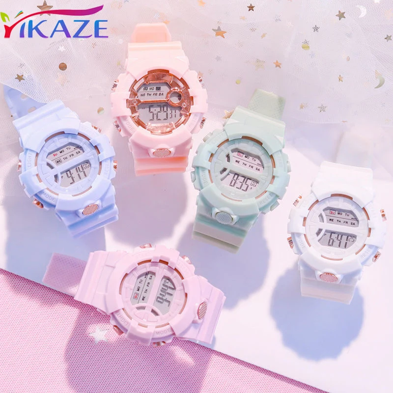 

Fashion Girls Watch Waterproof LED Digital Women Watches Countdown Stopwatch Sport Multifunction Clock Electronic Wristwatch