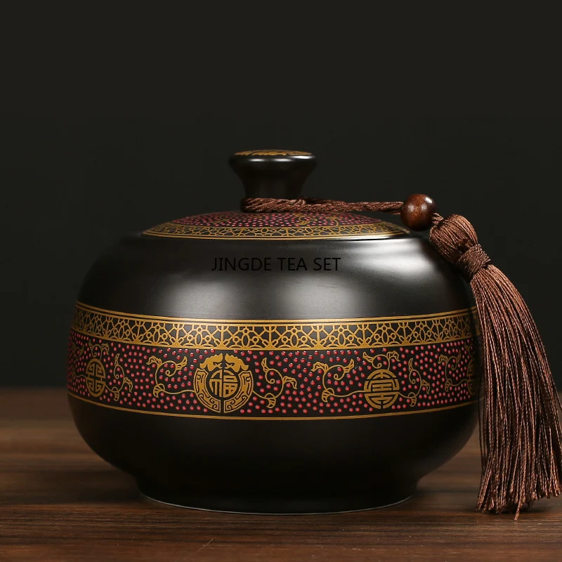 1 classic ceramic teapot with lid sealed can household candy snacks nuts coffee beans moisture-proof container