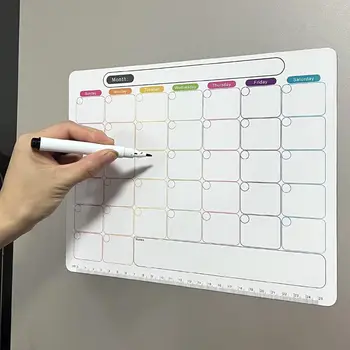 Frigorifero magnetico Calendario cancellabile a secco Pianificatore mensile Lavagna Record Bacheca Memo Pad Cucina Frigo Decor
