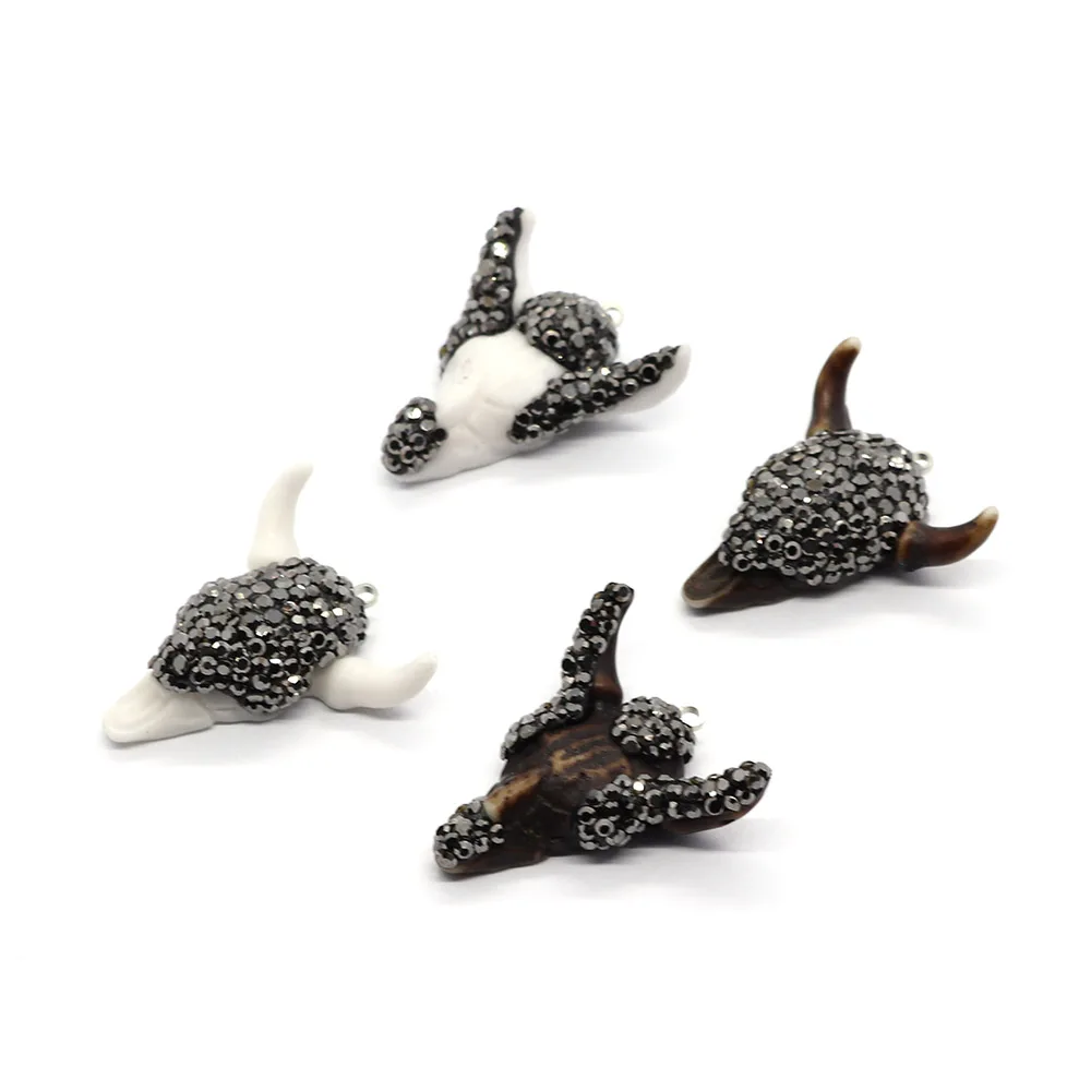 

Resin Horn Animal Necklace Long Sweater Chain Healing Talisman Pendant Men's Personality Necklace Earrings Jewelry Accessories