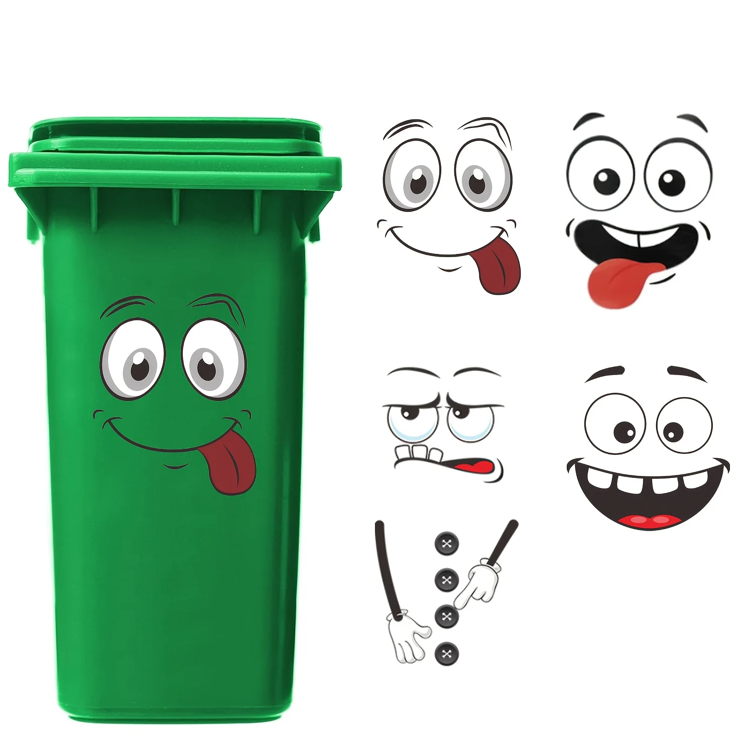 Trash Can Sticker 4PCS Cartoon Expression Waterproof Home Decoration