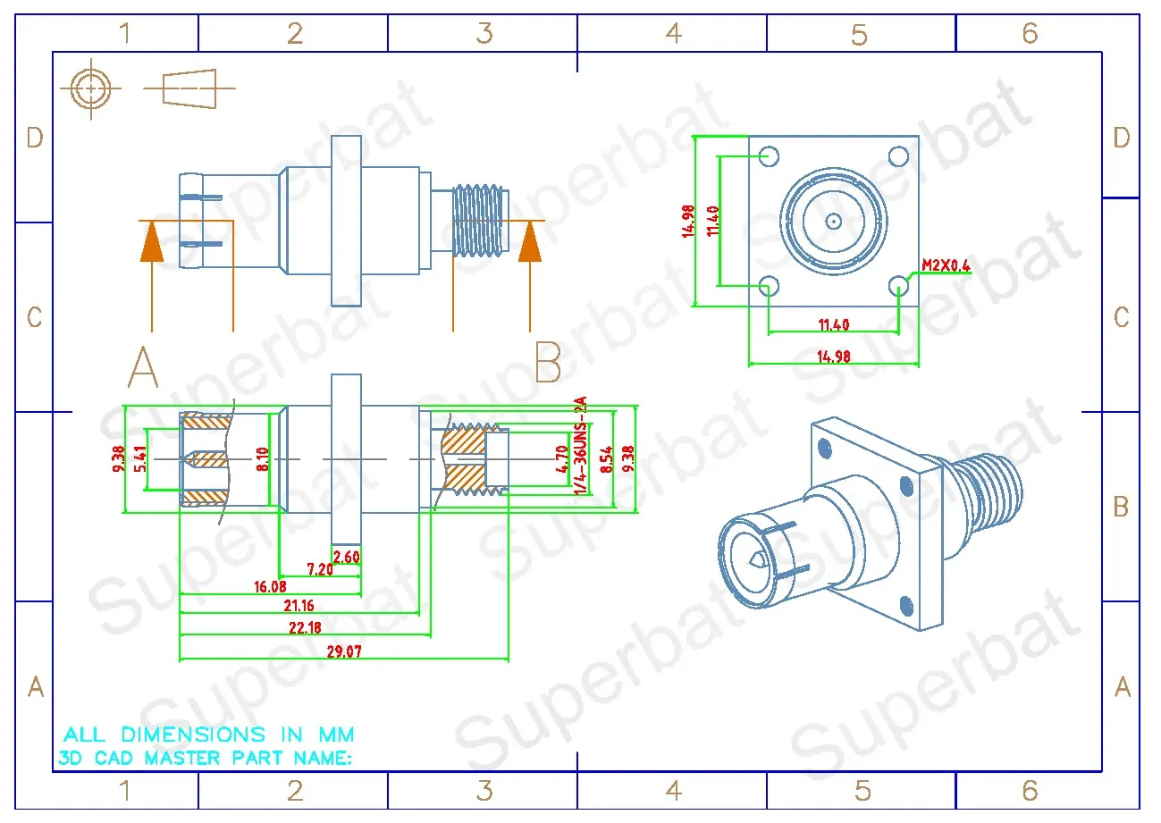 SMA to BNC Adapter Quick Push on Flange Straight RF Coaxial Connector