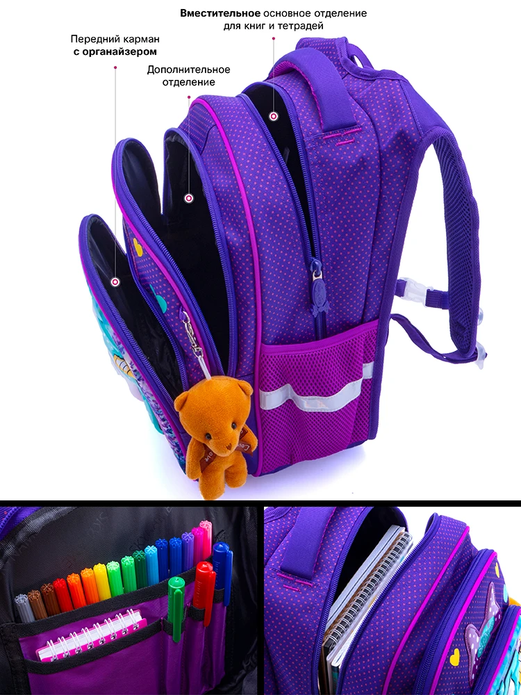 3D Cartoon Sparkling Unicorn School Bag For Girls