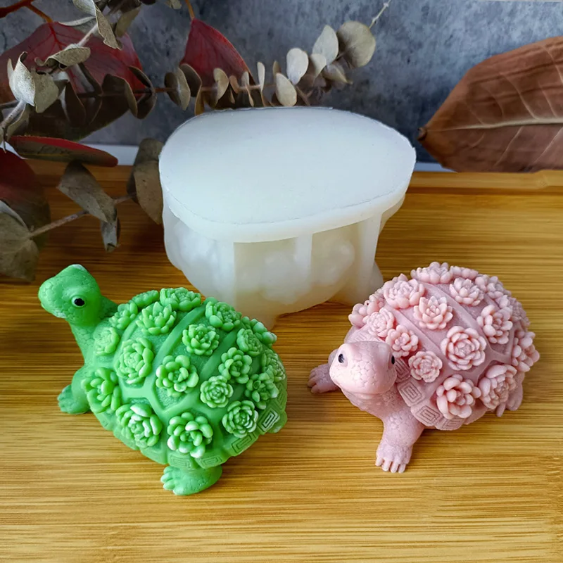 Silicone Mold 3D Turtle DIY Scented Candle Plaster Succulent Resin