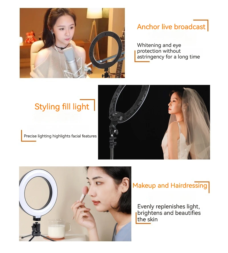 삼각대 셀카 라이트가 포함된 RGB 전화 필 라이트 10인치 12인치 눈부신 컬러 라이브 뷰티 사진 회의 링 라이트 필 라이트