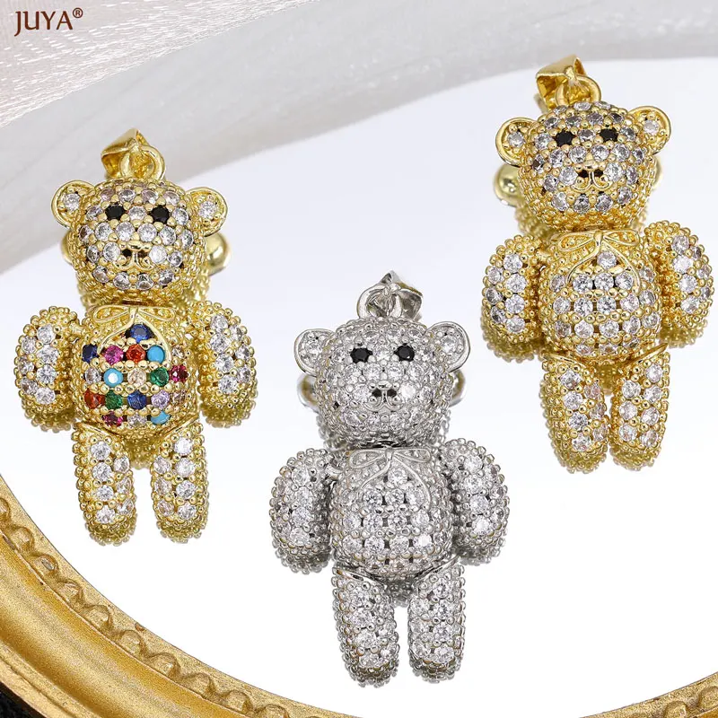 JUYA 18K vergoldete Bärenanhänger für Frauen Halsketten Micro Pave Zirkonia Charm für Luxus Schmuckherstellung Zubehör – Detail 11