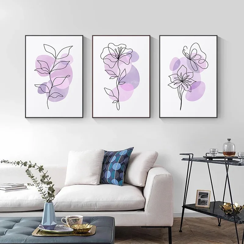 Lilac Floral Pastel Abstract Canvas Art Print