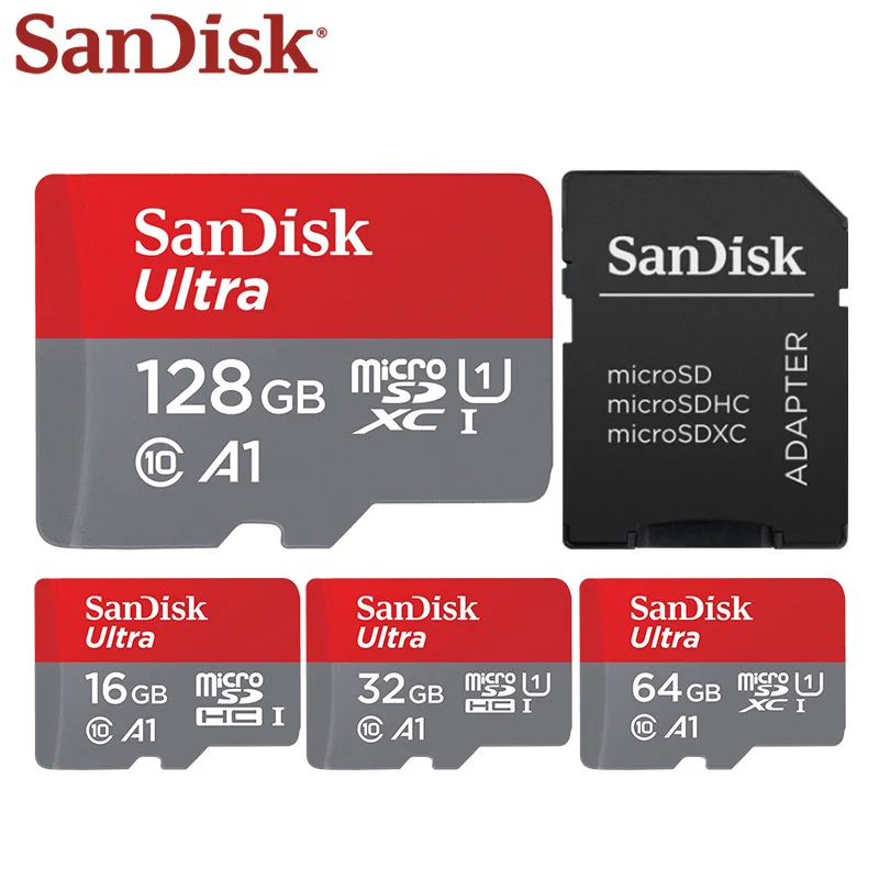 

SanDisk карта памяти Micro SD, класс 10, A1, 32 ГБ, 64 ГБ, 128 ГБ, 256 ГБ, макс. 150 Мб/с