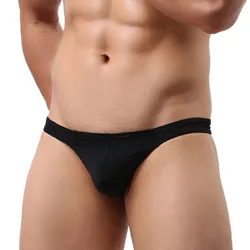 Men‘s Sexy Solid Color Thong Panties Breathable Low Waist Soft Strech Underpants Seamless Skin-Friendly G-Strings Men Underwear