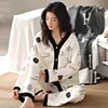 Women Spring and Fall Two-Piece Pajamas Cardigan Long-Sleeved Long Pants Thin Section Polka Dot Printing Maternity Homewear 2