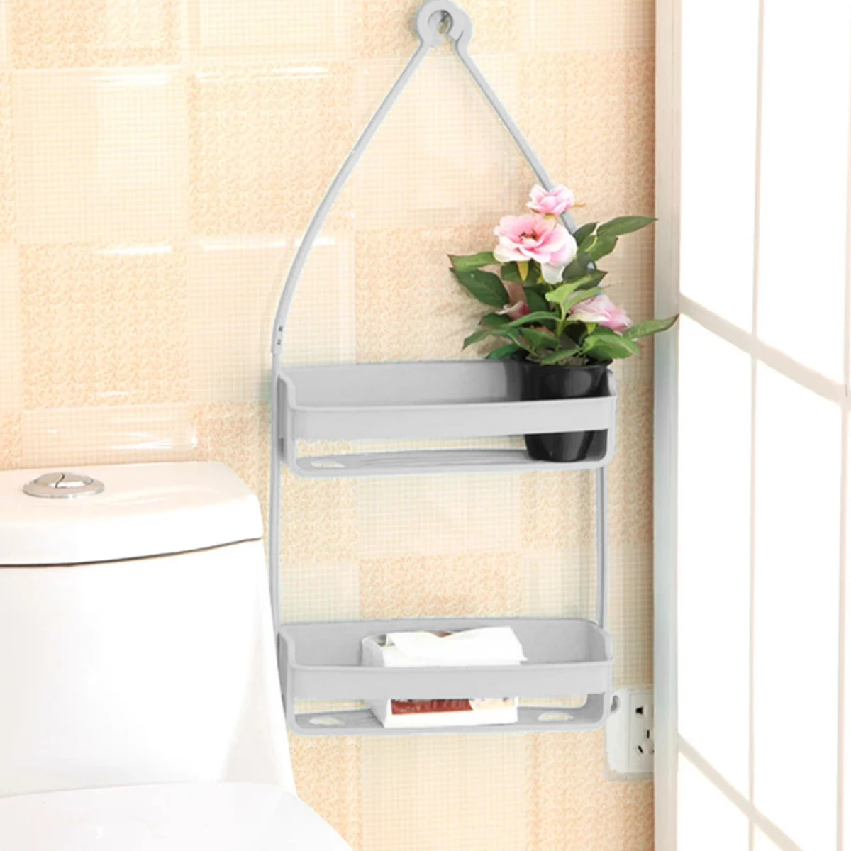 1/2Pcs Hanging Shower Caddy 2 Layers Bathroom Storage Shower Organizer Holder Houseware Supplies Accessory for mugs Shampoo Soap 2
