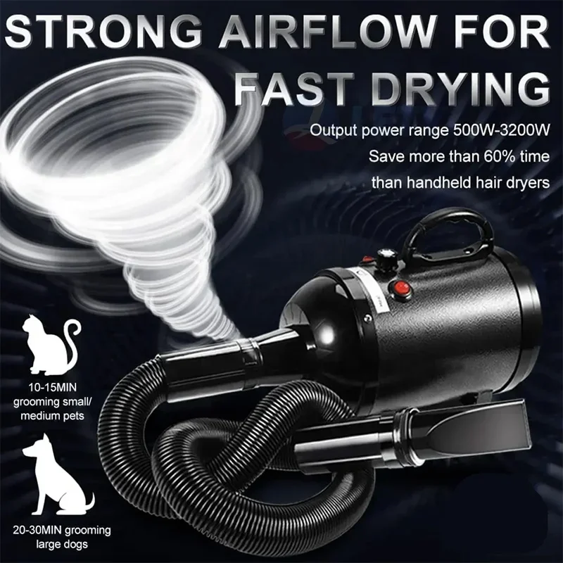 2600W Dog Dryer Stepless Adjustable Speed Pet Hair Force Dryer Suitable For Small, Medium And Large Dog Dryers