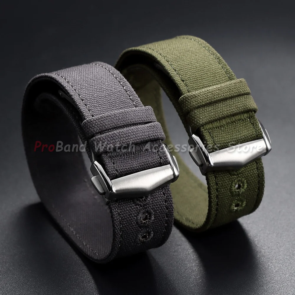 Enhanced Canvas Nylon Watch Strap with Sailcloth Design and Folding Buckle