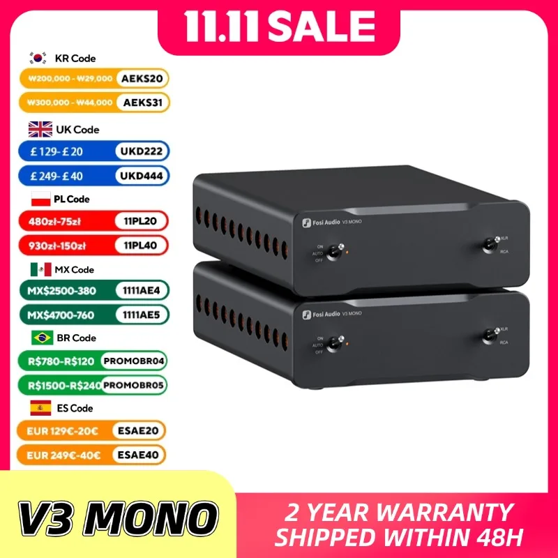 Fosi-ステレオパワーアンプAudio-V3,ミニパワーアンプtpa3255,240w,2