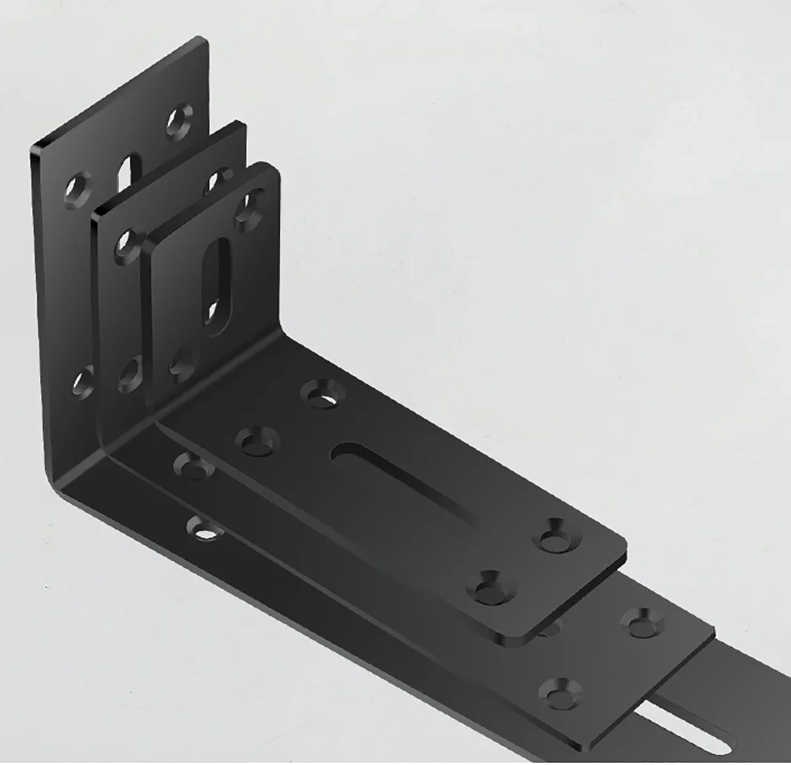 Stainless Steel Angle Bracket Furniture Hardware Angle Bracket Angled Furniture Hardware Angle Connector Black L-shaped heavy-duty 90 degree slotted corner bracket for DIY furniture repair rack