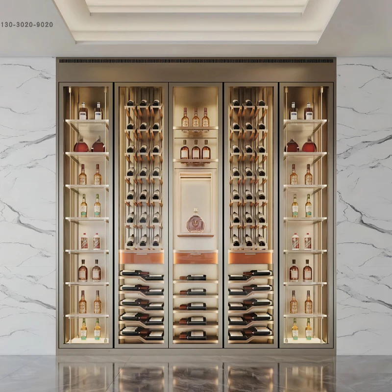Stainless steel thermostatic wine cabinet, cigar cabinet, commercial Baijiu glass display villa, wine cellar