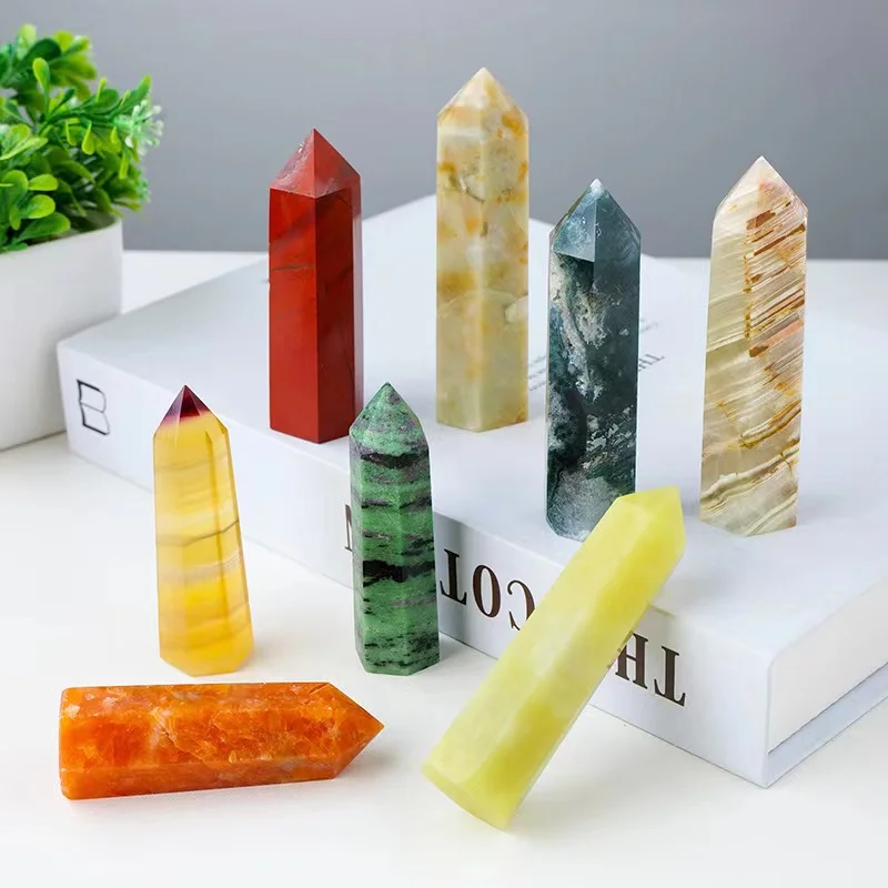 Natural Crystal Point Towers Healing Amethyst Rose Quartz Energy Ore Mineral Hexagonal Prisms Obelisk Wand Craft Home Decoration