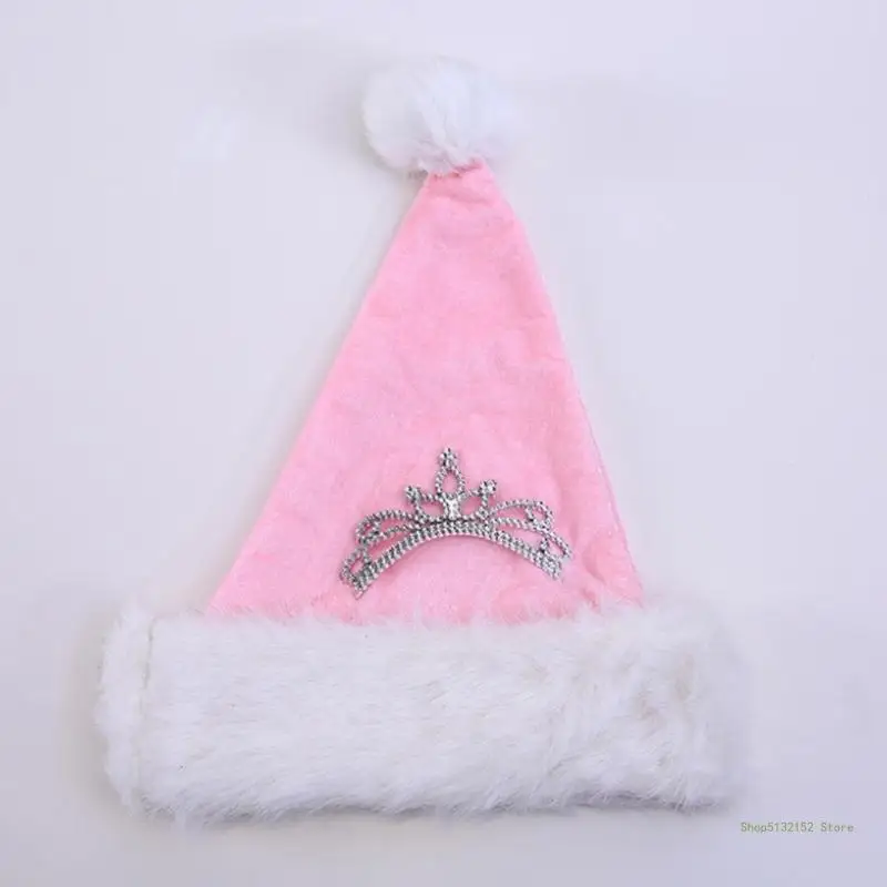 QX2E New Year Santa Hat Plush Thicken Adult Xmas Christmas Festival Gift