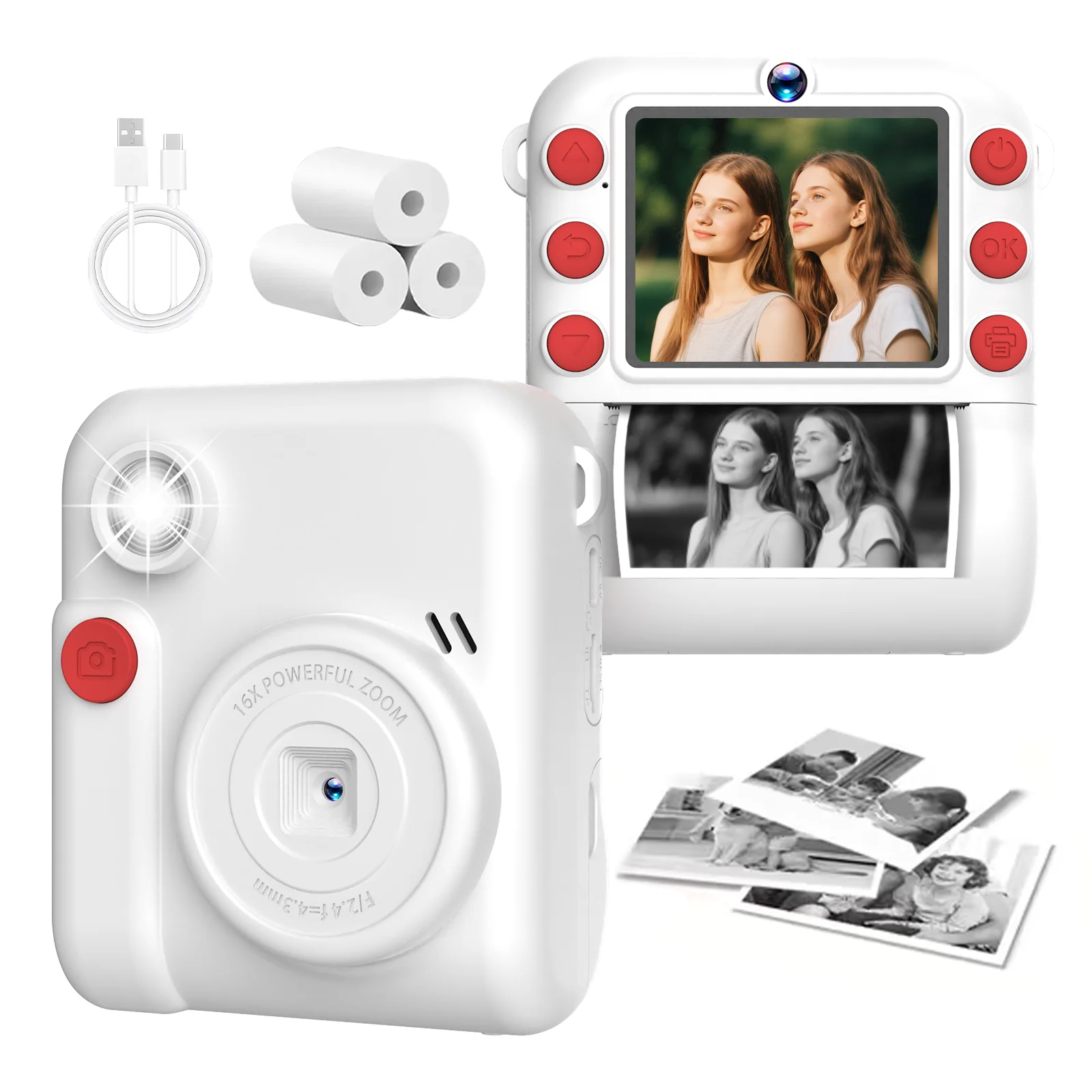 Instant Print 1080P HD Dual Lens Thermal Camera with Games