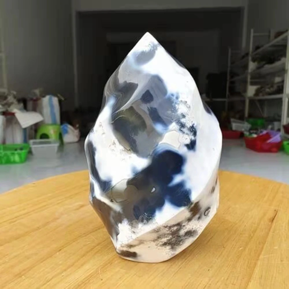 

Rare Natural Gray Agate Torch Flame Crystal Specimen Healing