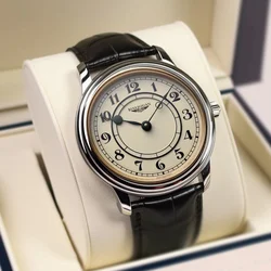Luxury Men's Leather Quartz Wristwatch - Elegant Waterproof Design (Silvery)