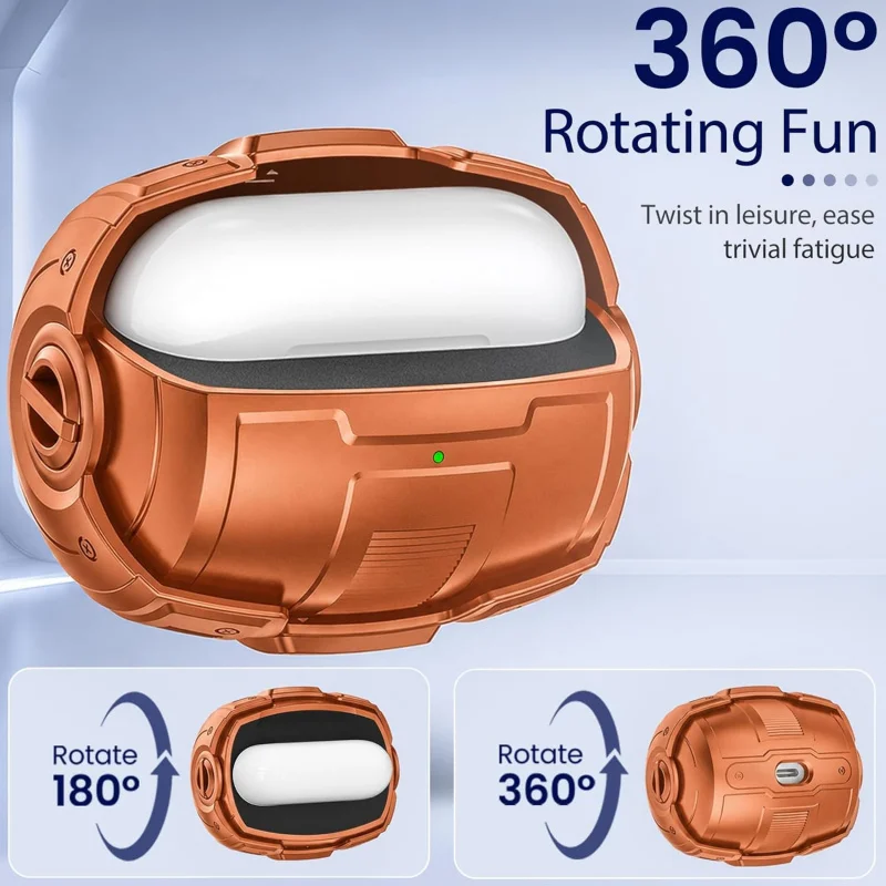 All-Metal Rotating Full-Body Shockproof Protective AirPods Case