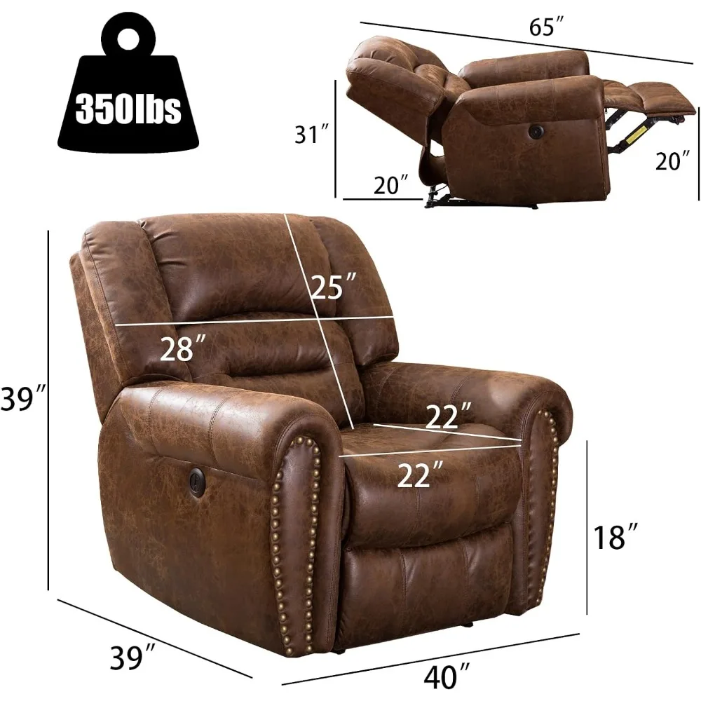 Klassieke enkele bank thuisbioscoop fauteuil zitting met USB-poort ...