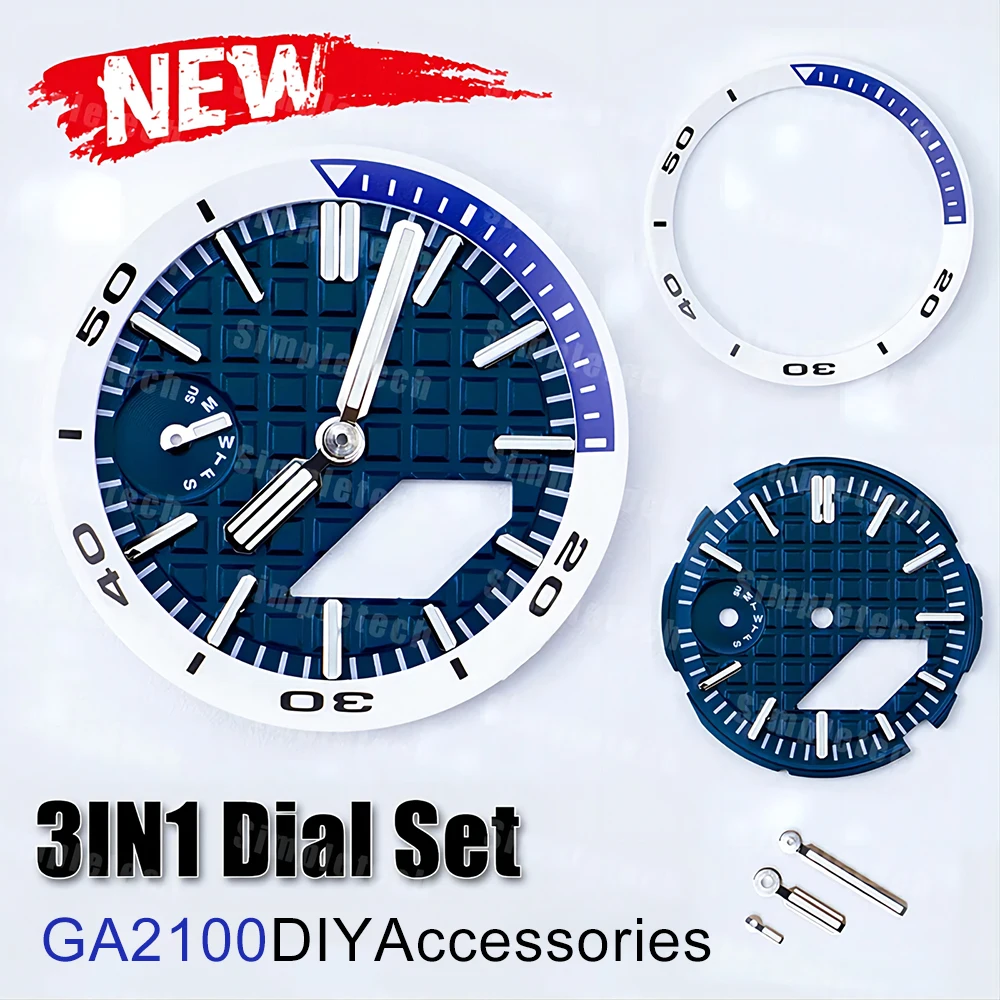 Luxury 3 In1 Set Hour Marker Watch Dial Per Casioak Ga2100 Ga-2110 Ga-2100 Hands Watch Part Accessori Di Modifica Personalizzati