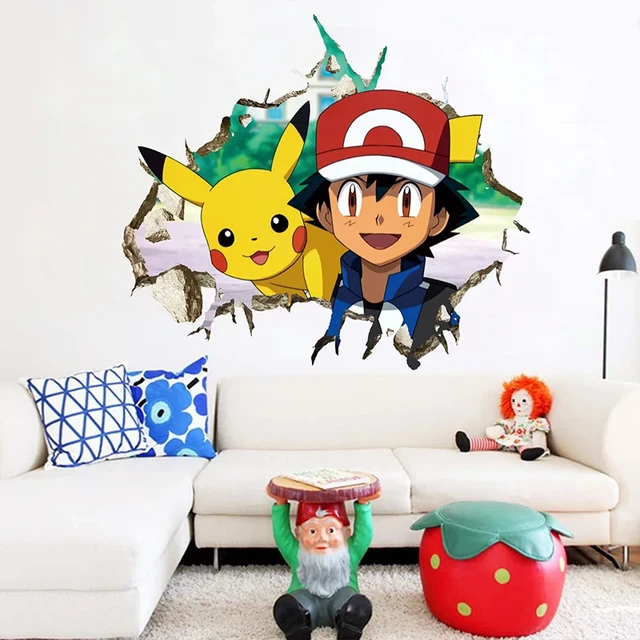 Autocollants muraux Pokemon Pikachu pour chambre d'enfant, papier peint,  dessin animé, autocollant, Pokbaby, décoration, animal de compagnie, elfe,  sagesse, réplique, jouet