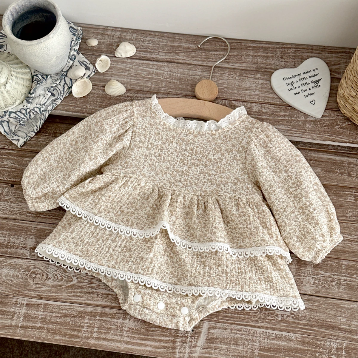 Babykleidung Sommer Baby Mädchen Bodysuit Blumenmuster Neuer Mädchen-Strampler mit Langen Ärmeln Neugeborenen-Einteiler 0-3 Jahre – Detail 5