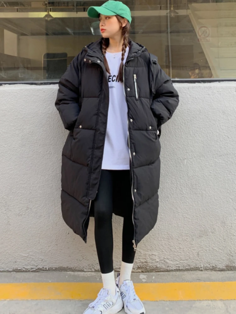 

Long Winter Jacket Women Thicken Warm Bubble Coat Oversized Loose Puffer Outerwear Korean Fashion 2024 Black Parkas