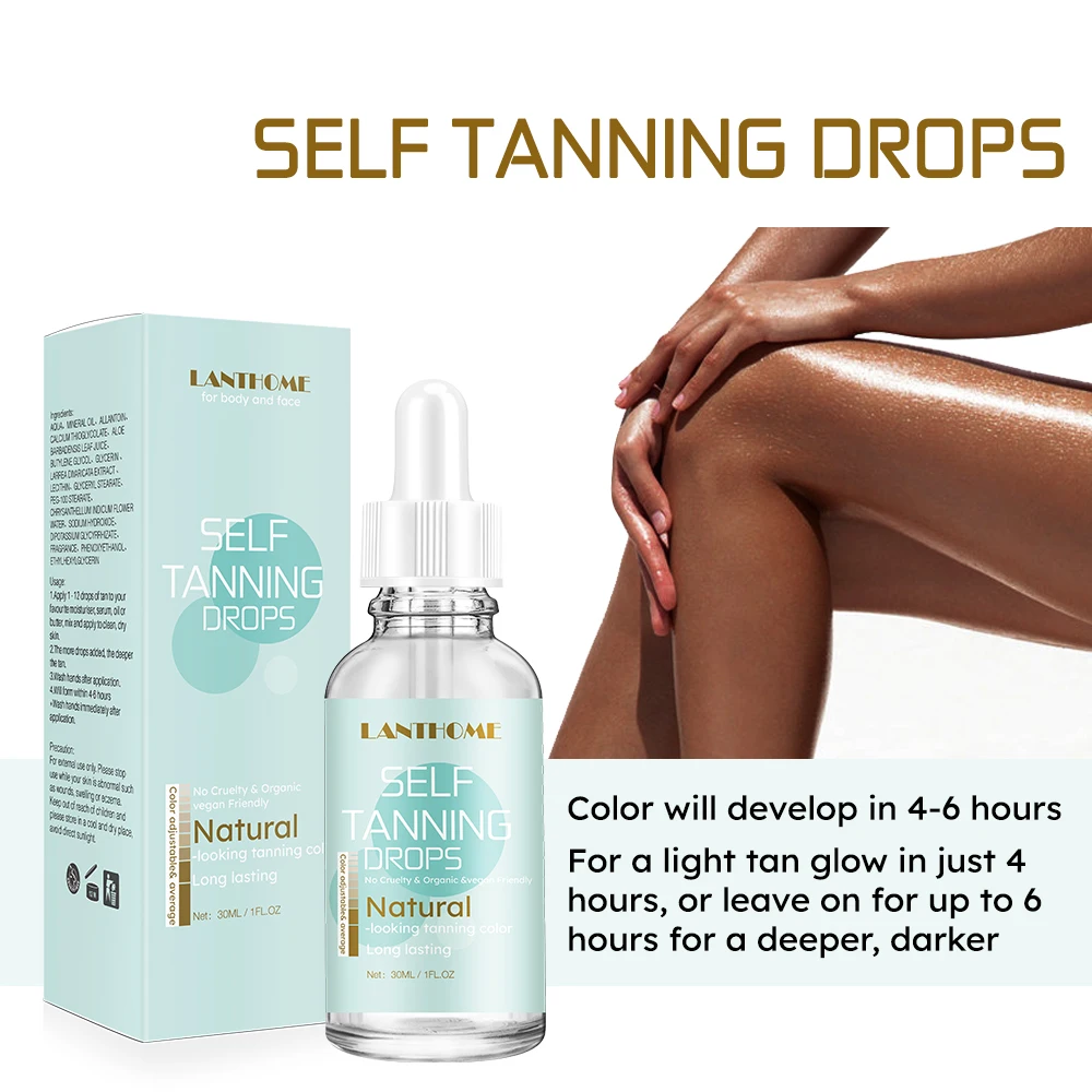 10PCS/SET Self Tanning Drops Body Self Tanner Sunless Tanning Lotion for Women Natural-Looking Tanner For Face and Body Care