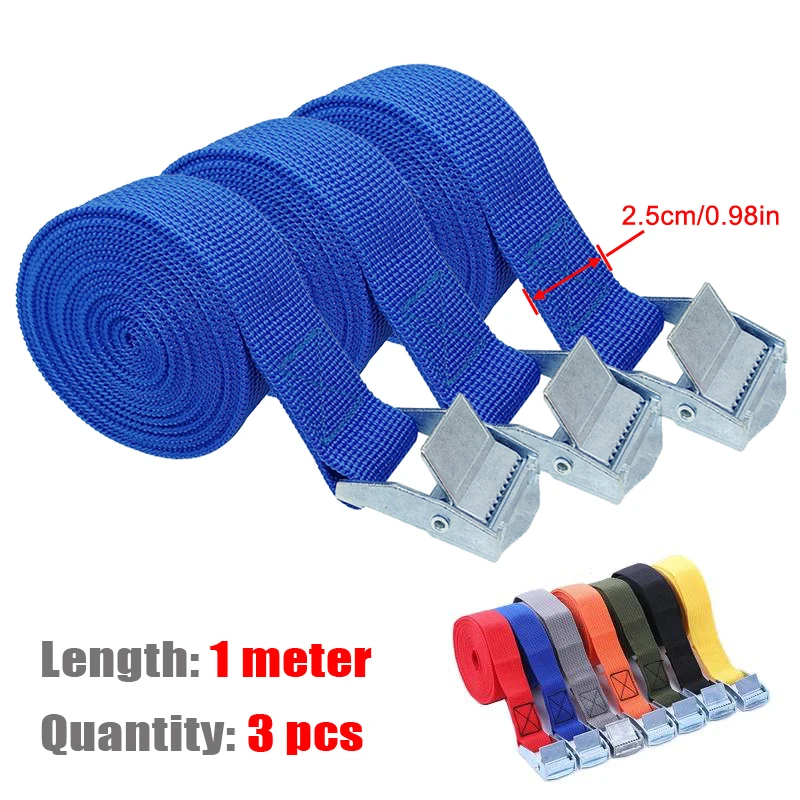Cargo Straps with Fastening Buckle For Car Roof Rack Motorcycle Bike Luggage Kayak Cargo Tie Down Strong Ratchet Bel cargo straps luggage strap cargo tie down strap tie down straps lashing strap 3 Pieces 1M