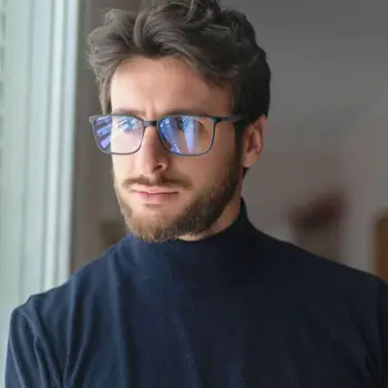 ZENOTTIC Fashion Blue Light Reading Glasses for Men，Sport Square Frame Readers, Anti Glare Computer Glasses
