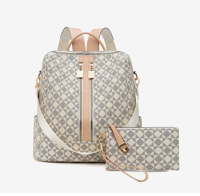 Mochila mujer estampada de moda con cartera gran capacidad_voghion.com