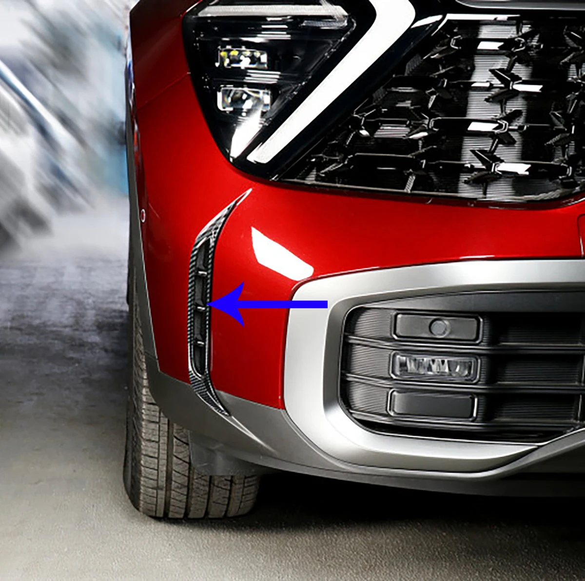 2023 기아 스포티지 X-Line X-Pro용 탄소 섬유 앞 범퍼 벤트 커버 장식 액세서리