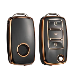 Premium TPU Car Key Case Cover - Sleek and Durable Protection (Gold Black)