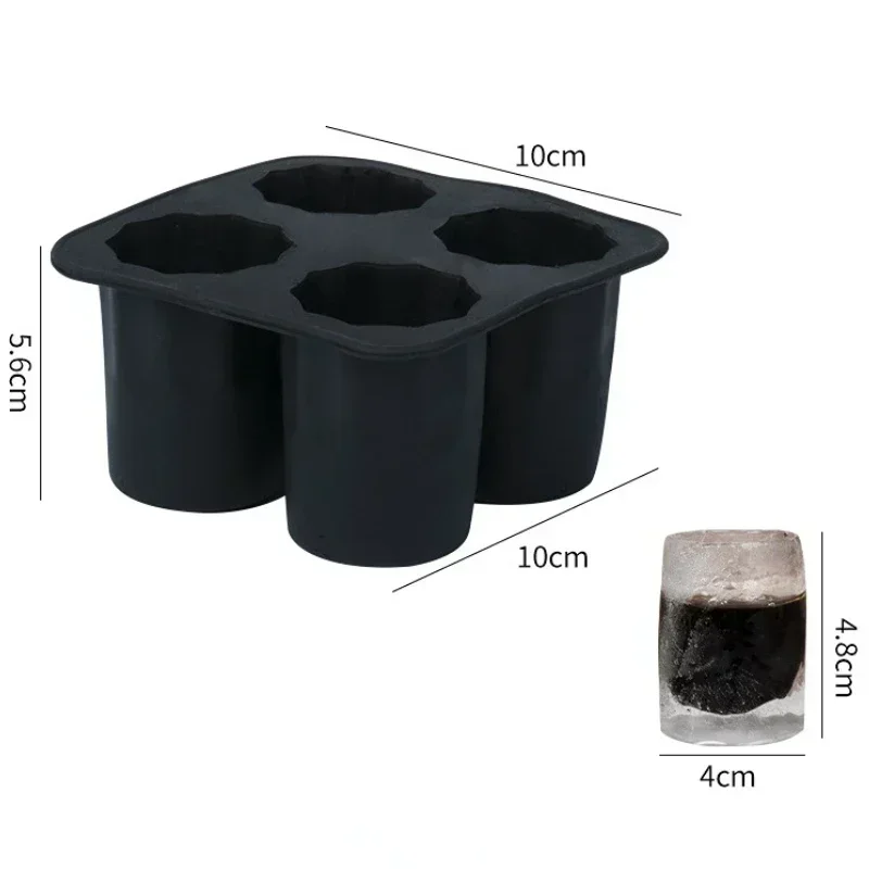 4 Grids Ice Cup Mold Silicone Ice Cube Tray Ice Mould Ice Shot Glass Mold Ice Maker Summer Drinking Tool Ice Cube Maker Mold