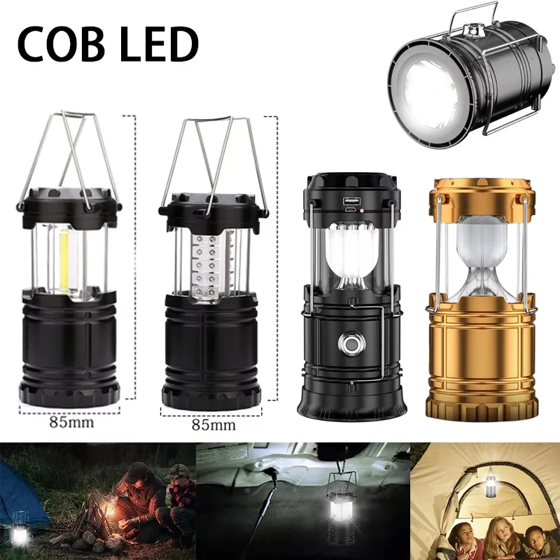 2 in 1 COB LED Camping Lantern Flashlight Foldable Waterproof
