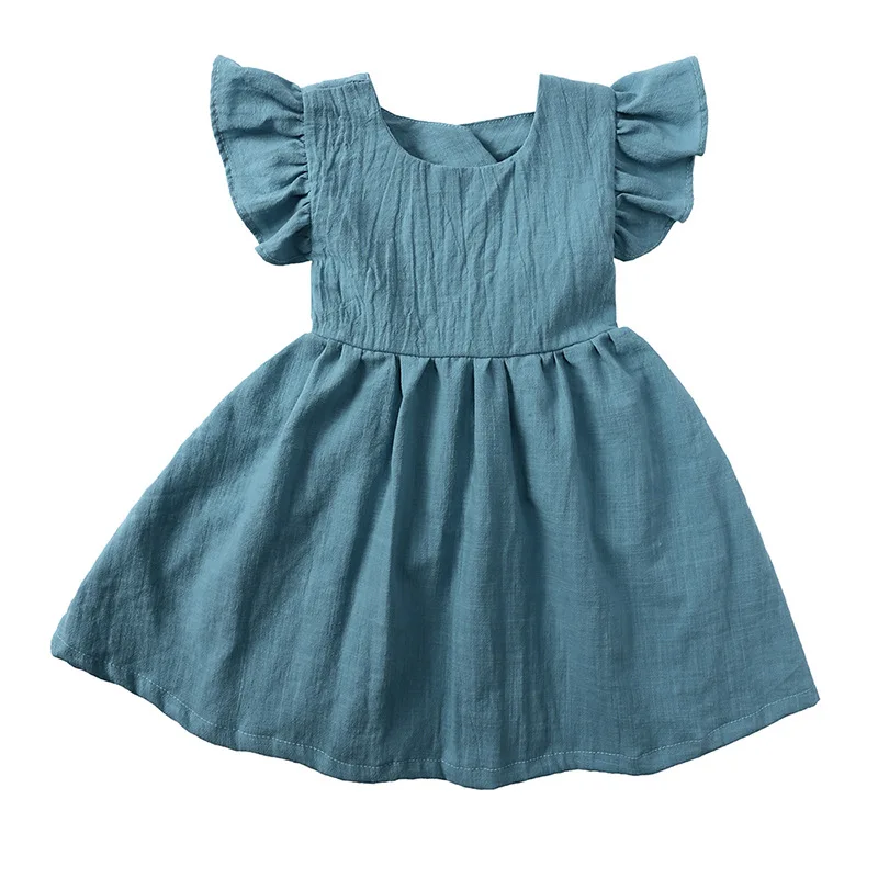 

Girls Dress 2023 New Girl's Dress Baby Cotton Hemp Solid Color Child Skirt Bow Princess Skirt Pengpeng Skirt Costume For Kids