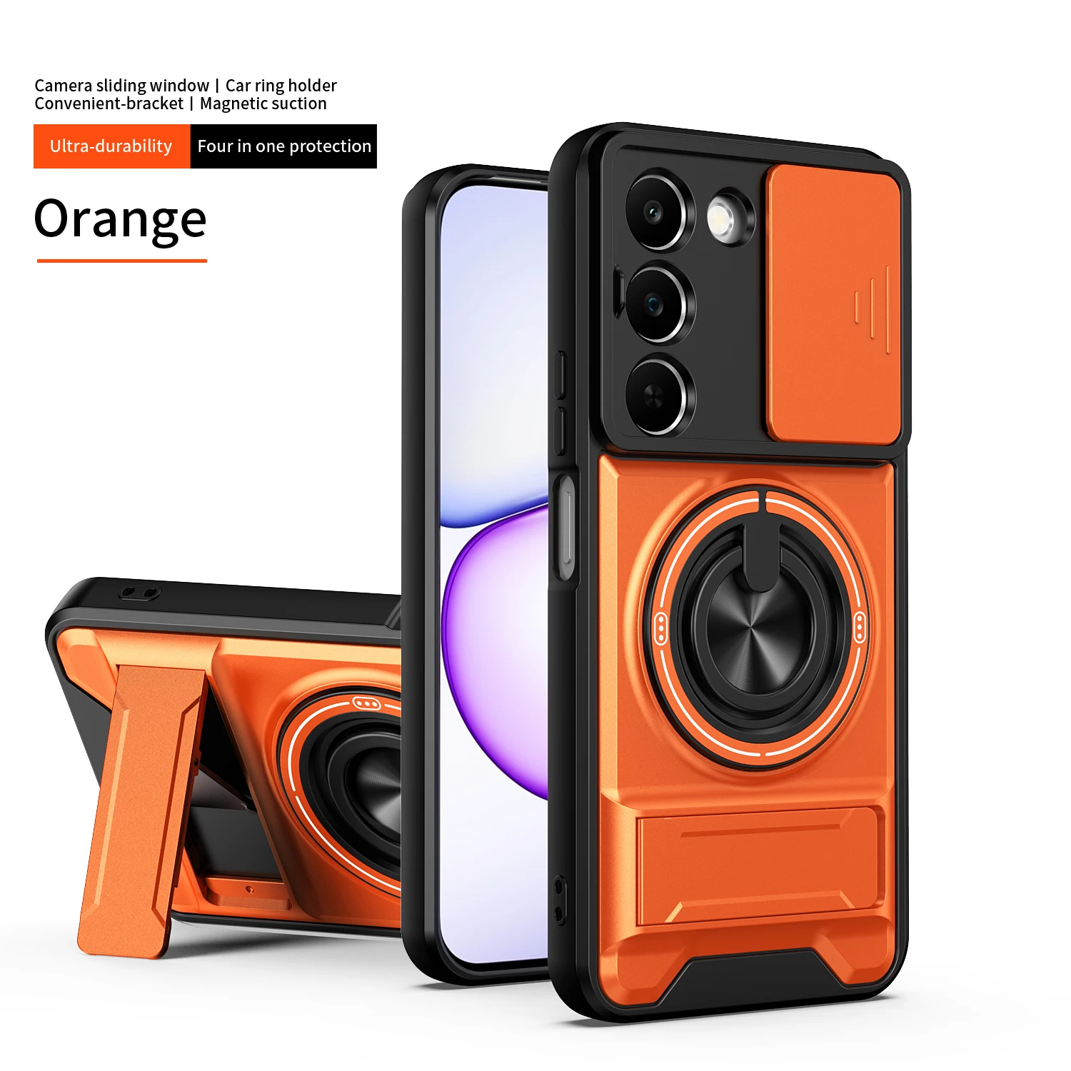 Enhanced Magnetic Military Armor Phone Case with Foldable Holder and Camera Protection